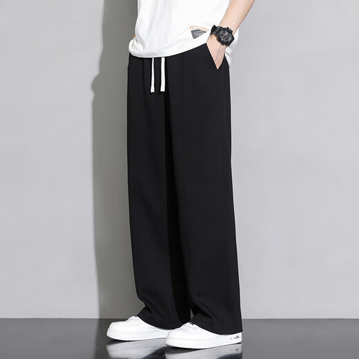 Foss Phil velvet pants men's winter loose thickened straight pants sports drape warm casual pants 901W dark gray L