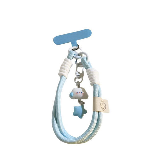 Laiji cute fun speechless cloud star jewelry mobile phone chain wristband pendant key camera lanyard hanging chain universal white speechless cloud star + 653 mark + sky blue small clip