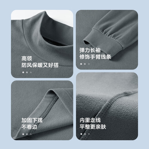 Made in Tokyo, long-sleeved T-shirt men's base layer polar fleece autumn and winter plus velvet thermal underwear men's clothing half turtleneck black M