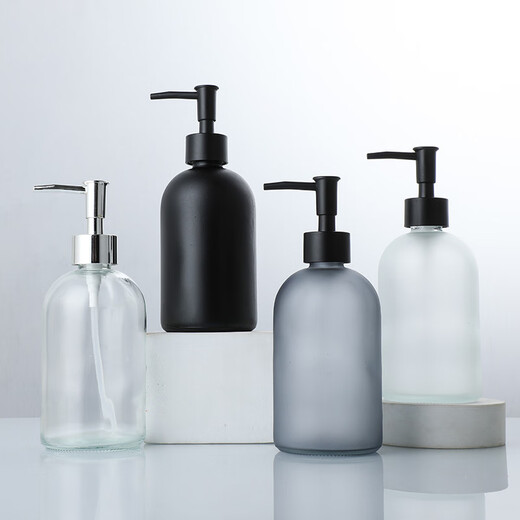 卫洋 WYS-1592 按压式分装瓶 410ml蒙砂灰 乳液沐浴露玻璃瓶空瓶