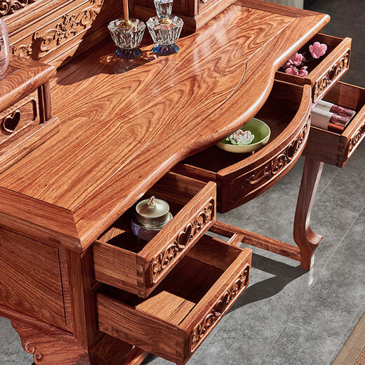 Zhidao mahogany furniture African rosewood (scientific name: Hedgehog rosewood) solid wood dressing table dressing table new Chinese bedroom furniture dressing table and stool combination dressing table + stool