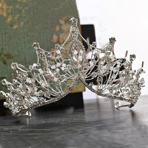 Dijing Crown Tiara Veil Braut Atmosphärische Kristallkristallstil Hochzeitshaarzubehör Frauen Internet Promi Erwachsene Geschenk Bankett Prinzessin Accessoires Kronhochzeits Hochzeitsanzug