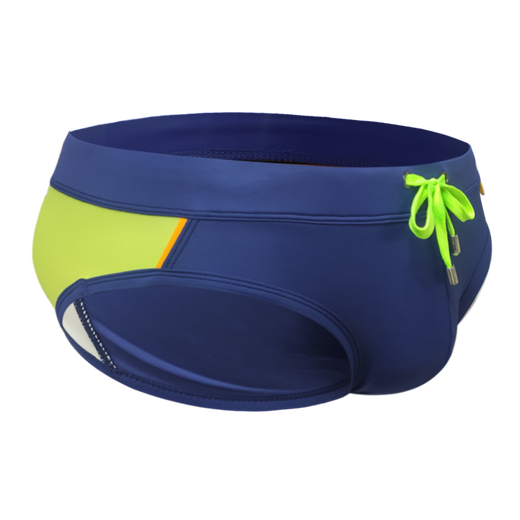 UXH men's briefs, color matching, simple style design, comfortable pants, nylon fabric, swimming pool, ocean beach, dark blue 2XL