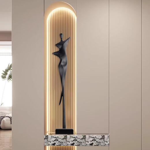 Bai Decoration Modern Simple Abstract Figure Sculpture Ornaments Entrance Alcove Corridor Model Room Living Room Art Decoration Slim Champagne Gold