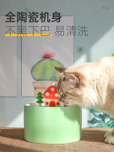 Rafxin's latest ceramic pet cat and dog water fountain, automatic constant temperature, intelligent cycle water feeding, cartoon cat bowl, charging swimming cat (large size)