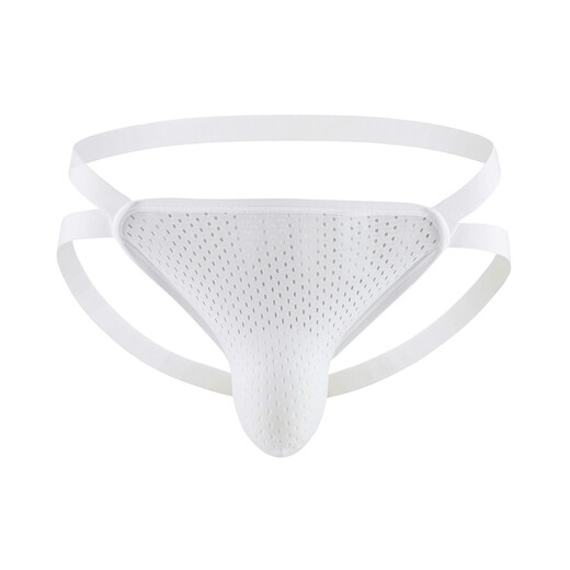Männer sexy Eisseide niedrige Taille Tanga Herrenhöhle Rückenleck transparente Hüftleben-Unterwäsche Herren weiß L.
