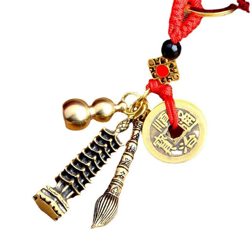 Miru Wenchang Tower Top Kauf Stift Key Chain Goldliste Zitate fünf Kaiser Münzen Messing Kürbisse helfen für die College -Aufnahmeprüfung Segen Geschenke Wenchang Tower + Wenchang Pen + fünf Kaiser Münzen + Gürtel + Zimt