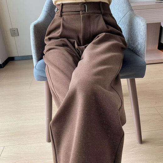 Fashimu 2024 Velvet verdickte Wollhosen mit weitem Bein für Herbst und Winter, kleine, mit hoher T-T-Tazipien geweckte Freizeithose für Frauen 6636 Angora Rot Länge M empfohlen 103-109jin [Jin entspricht 0,5 kg]