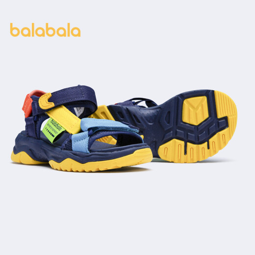 Balabala children's shoes children's sports sandals for boys and girls soft sole breathable summer new medium and large children's adjustable shoes Chinese blue 8050127 size (foot length 16.5/inner length 17.1)