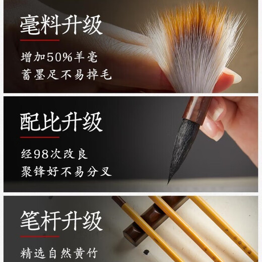 Liupintang Baiyun Brush Upgraded Model with Sheep Hair Wolf Hair Brush Pen Set for Beginners and Beginners, Four Treasures of the Study, Small Regular Book Regular Calligraphy, Chinese Painting, Calligraphy and Painting Fonts Universal