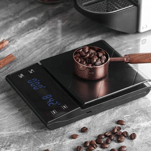Shizuo hand-brewed coffee rechargeable electronic scale timing waterproof household weighing tool insulation pad weighing device black model/0.1g