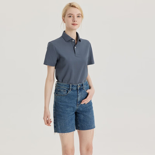 Staffel 5 Smart fünf schwere doppelt Perlen Kurzarm Polo-Hemd Herren Ice Seide rein weiße leichte Luxus-Hemd-Hemdkragen täglicher Pendler T Grey D753 XL (Gewicht empfohlen 76-85 kg)