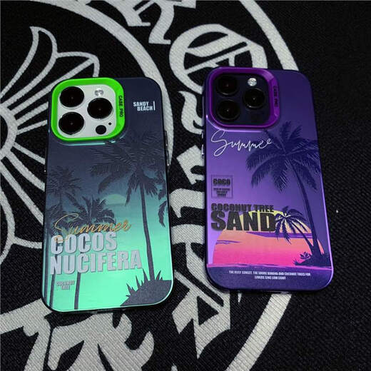 
Maomanjian colored silver coconut tree suitable for Apple 15 mobile phone case iPhone 15 promax set 15pro new style 14 high-end sense 13 anti-fall 12 soft 11 ten IMD colored silver - black - BG16755 bow - pink frame iPhone 15