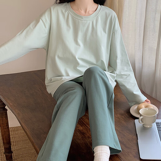 莫代尔睡衣女款带胸垫一体2025春秋新款大码长袖女士家居服套装 9201 L