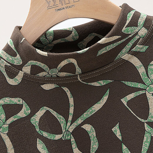 Sibaishe half turtleneck bottoming shirt 2025 autumn new women's casual style bow long-sleeved top