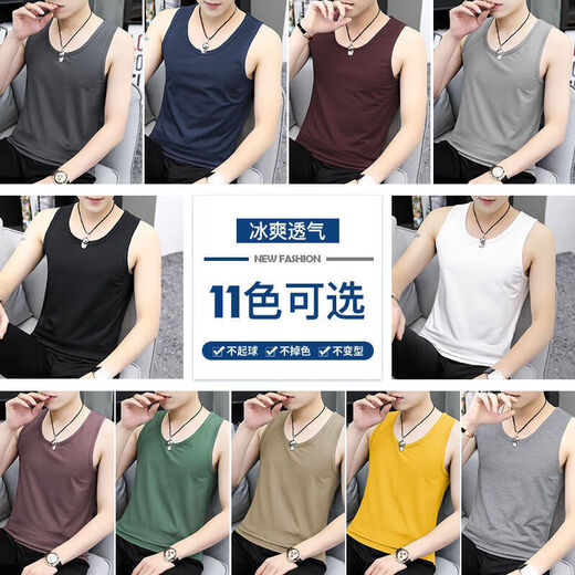 Can be worn inside or outside, sports vest vest summer sleeveless T-shirt men's sports short-sleeved men's white - vest A610 2XL 140-160Jin Jin equals 0.5 kg