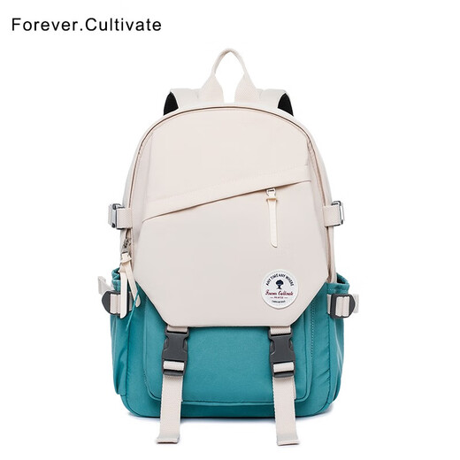 Forever cultivate时尚拼色男女大容量旅行背包初中高中大学生书包防泼水短途旅行包 9216白灰色