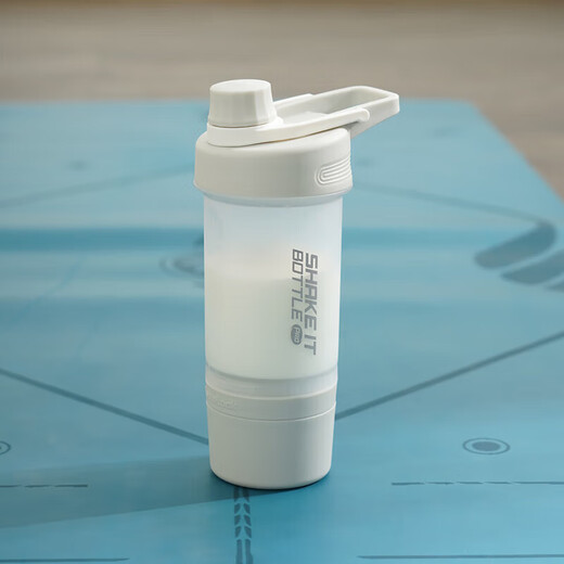 LOCK&LOCK Sports Shaker Cup Independent Storage Box Handy Plastic Cup Fitness Tea Cup Gray (580mL+170mL)