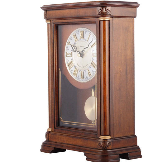 Seiko Japan Seiko hourly chime table clock living room bedroom office creative exquisite quartz clock solid wood clock brown