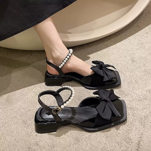 AIZUNSHI niche temperament bag head thick heel sandals women's one-line buckle ins trendy 2025 summer new fairy style skirt 2677 meters white 40 (250mm)