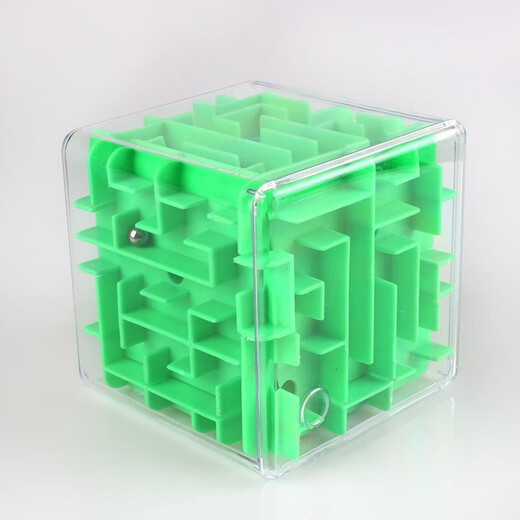 3D three-dimensional magic maze children's toy six-sided moving beads to break through levels, concentration training Rubik's cube, decompression and unlocking, yellow + green