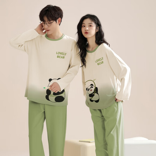 
clolv kiss pajamas couple outfits one man and one woman autumn cotton long-sleeved home clothes 2024 new style for outerwear set 9193+9194 (with chest pad) 2XL women
