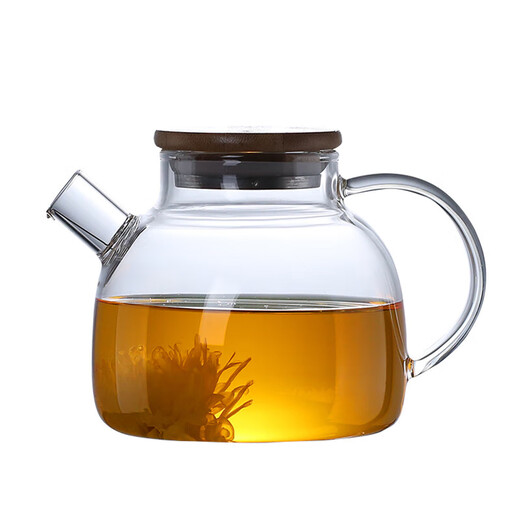 Poqing high temperature resistant fruit flower teapot glass household tea boiler large capacity thickened teapot kettle tea set pure steel lid flow kettle 1L