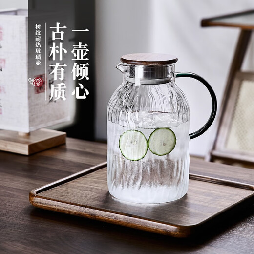 DELISOGA light luxury water cup set household heat-resistant living room tea set complete set tea cup cold kettle housewarming water set 304 gold lid-1 pot 6 cups+black stand+gold handle plate