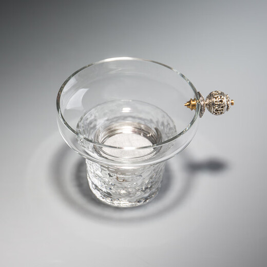 Rong Shan Tang Wood Glass Glass Inlaid Silver Tea Strainer Large Transparent Tea Strainer Bracket Tea Strainer Tea Set Accessories Silver Bead Glass Tea Strainer
