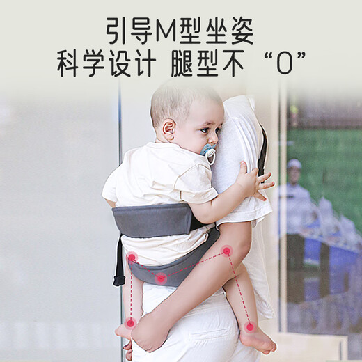 爱宝适婴儿背带前抱式解放双手抱娃神器斜挎背带腰凳升级护腰活力灰M353