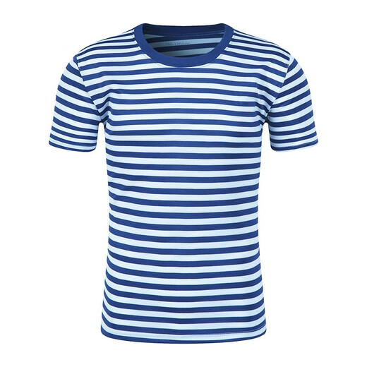 致情怀海魂衫体能服训练服套装男夏季海洋蓝白条纹圆领速干透气体能训练 海魂衫单上衣 165-17084-88