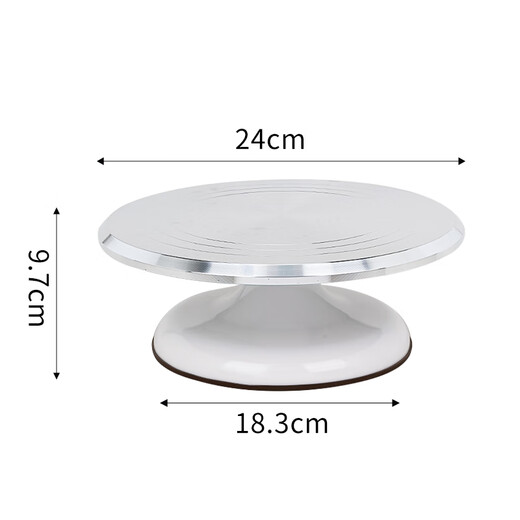 CLCEY aluminum alloy decorating turntable birthday turntable household commercial baking tools rotating plastering tray aluminum alloy turntable + ABS base white