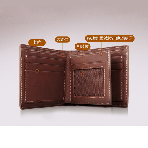 Sept Wolf Men's's Wallet Short Greil en cuir Générat en cuir marque trois fois horizontale et verticale Clip de billette de bouclier simple SLOT MULLIAT MULTH CARD