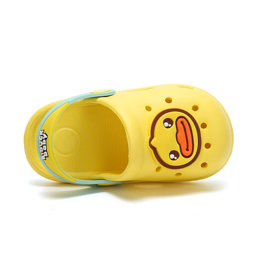 B.Duck little yellow duck children's shoes children's slippers for boys and girls wear-resistant home shoes hole shoes 5302 bright yellow 20