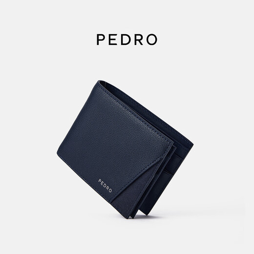 PEDRO cowhide multi-card solid color men's short wallet for boys PM4-15940235 Navy R