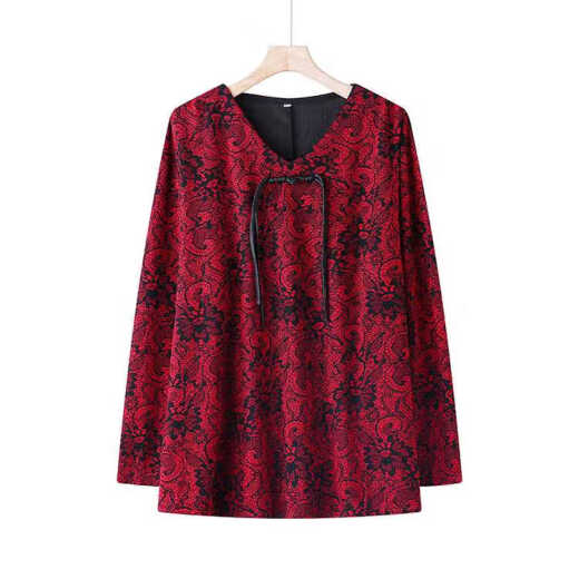 Langshe Fat Mom Mode Langarm T-Shirt für Frühlings- und Herbst mittlere und ältere Menschen sowie große Größe 200 Jin [Jin entspricht 0,5 kg] lose und schlanker Bauchhemd Nr. 1 Farbe [679#] 6xl empfohlen 175-190 Jin [Jin gleich 0,5 kg]