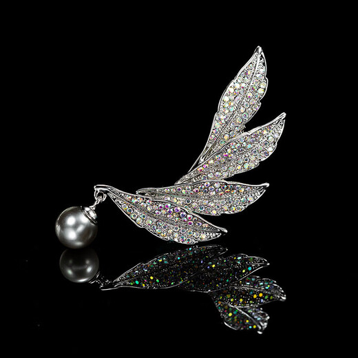 Xiao color corsage women's suit high-end brooch fashion versatile swan feather imitation pearl shirt birthday gift brooch buckle XZ0283 swan feather imitation pearl brooch