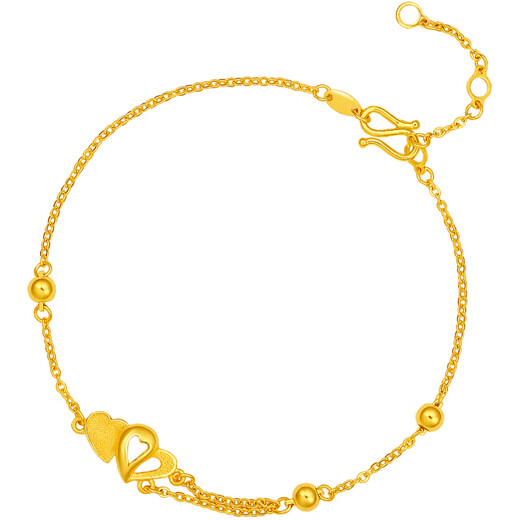 Saturday Fortune Gold Bracelet Women's Heart-to-Heart Pure Gold 999 Bracelet A0710571 Approximately 3.13g16+3cm Birthday Gift Price