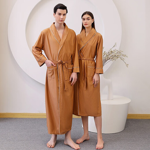 Dünne Satin-Bademantel am Ende des Jahres absorbieren die Nachthemd-Damen des Ehepaars Lange Plus-Größe Bademänze Frühling und Herbst 2201 Carbon Asche (Männer) 5xl (180-190 cm, 180-260jin [Jin gleich 0,5 kg])