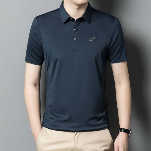 AJGNEAMAIN意大利轻奢高档男装夏季短袖POLO衫无痕商务休闲半袖纯色男士上衣 9859上青【无痕免烫抗皱】 3XL 190/56【建议170-190斤】