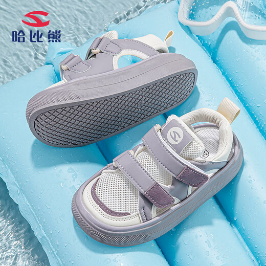 Habi Bear Girls Slippers, летняя полая детская спортивная обувь дышащие мальчики спортивные сандалии.