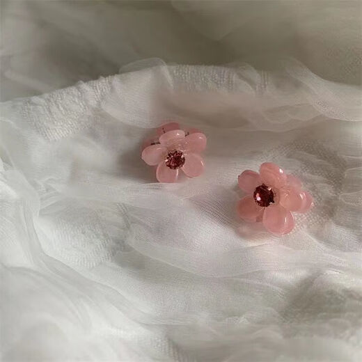 Penning small flower grabber ins transparent pink small flower hair grab mini grabber top clip broken hair clip bangs clip pink (10 pieces)