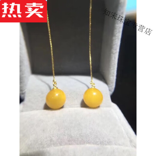 SNQP selected quality natural beeswax transfer beads earrings ear wire S925 silver gold plated inlay European design design picture color