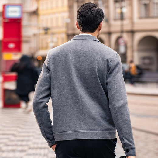 Mr. Cloak Pocket Solid Color Woll Cardigan Spring- und Herbsthornknopf Herrenjacke Pullover BT12353 kaputte Code -Clearance Blumengrau 2xl (185)