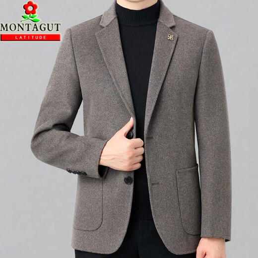 Mengtejiao Suit en laine décontracté importé Veste pour hommes Automne et hiver Business Coréen Version coréenne double face Cashmere Tweed Business Suit 3268 Modèles: Black 180/52