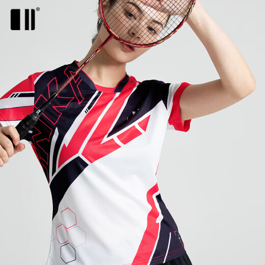 
2022 new odd and even badminton uniform short-sleeved suit couple quick-drying breathable table tennis tennis uniform men's red suit C112115+12041 M