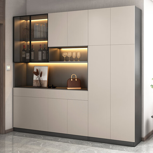 Gabinete de calzado de entrada de entrada de Yu Meng Xindi Integrado con la pared Gabinete de almacenamiento de puertas para el hogar Moderno Luz simple Gabinete de vino de lujo Gabinete lateral de comedor 12240*40*200
