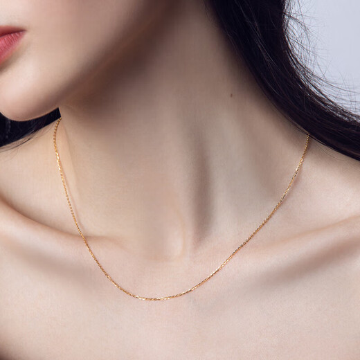 Liuguifu Jewelry Yellow 18K Gold Necklace O Chain Clavicle Chain Necklace for Women EK0300037 0.5g