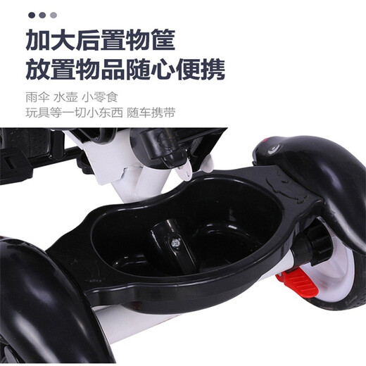 BAOLEJUN children's tricycle bicycle baby stroller infant stroller child 1-3-6 years old with guardrail carport black gray two-way promotion music + safety belt