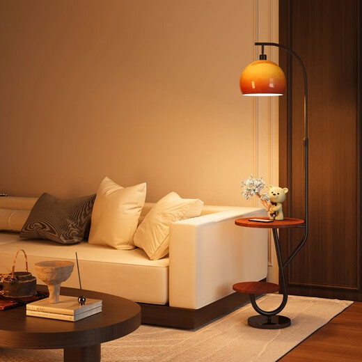Zhong Shuai's antique style floor lamp living room sofa next to the shelf ornaments American retro bedroom bedside table integrated black-walnut color desktop-stepless dimming